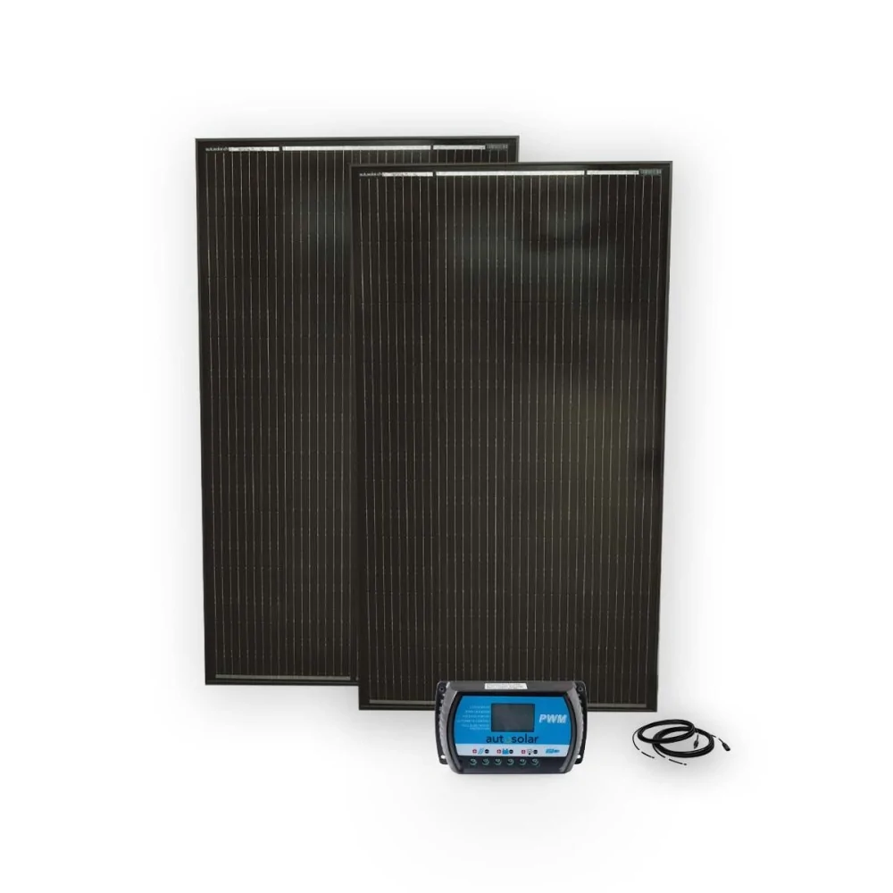 Système solaire de 320 W avec régulateur de charge PWM 30 A et câbles, sans batterie