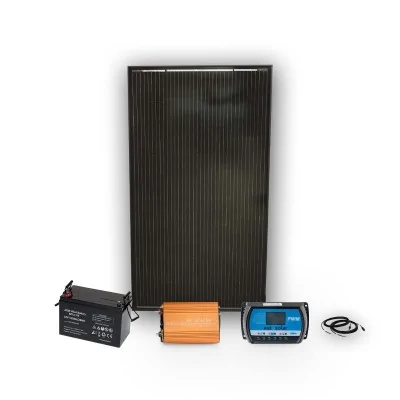 Solaranlage 160W mit Batterie 110Ah und 600W-Wechselrichter