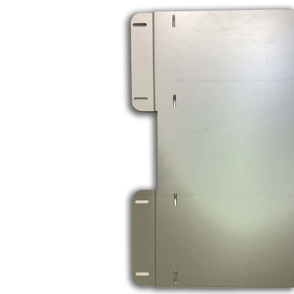 Robust angled aluminum sheet for mounting solar panels on Ford Nugget motorhomes.