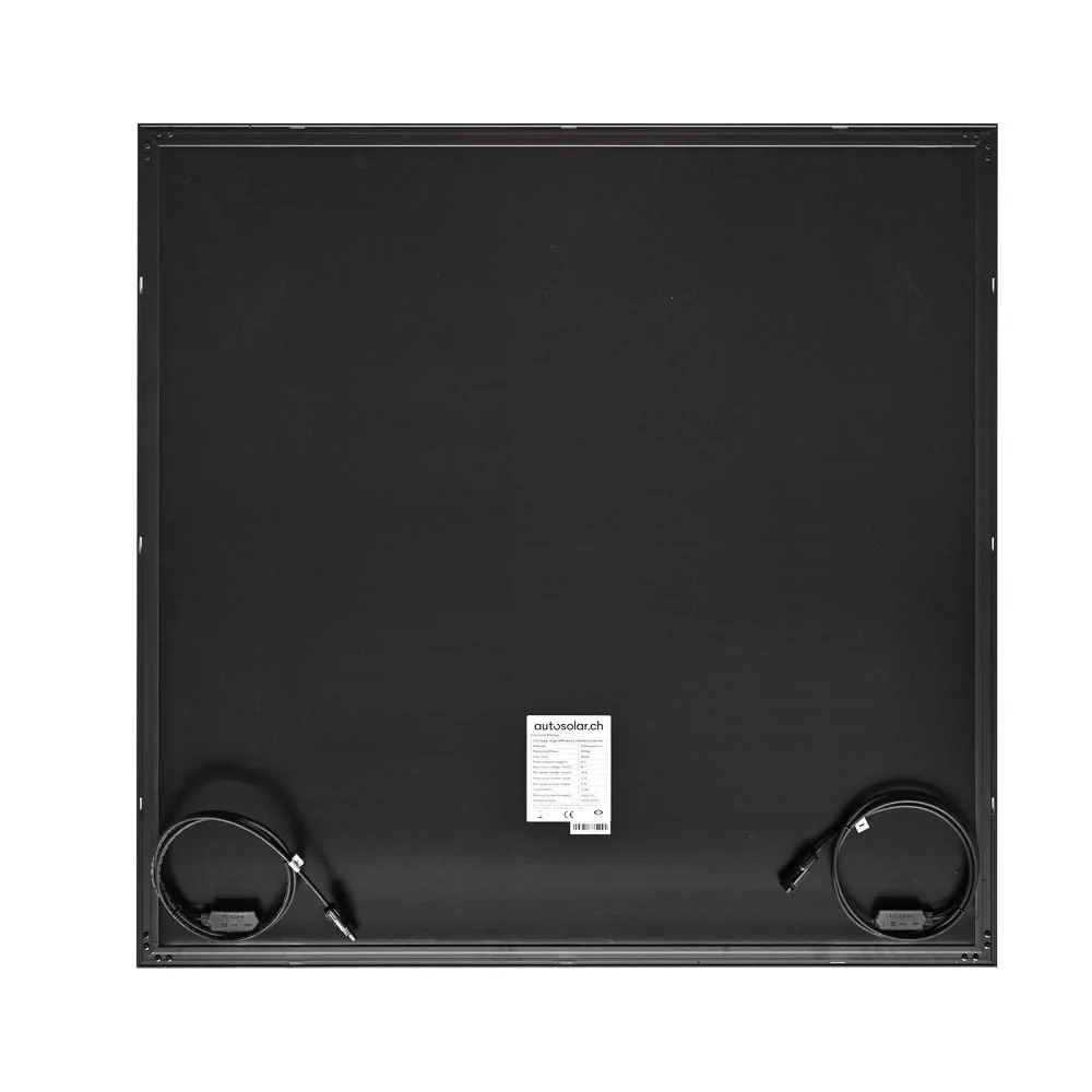 AutoSolar 200 Watt Solarpanel in Holzoptik mit Sonnenmotiv (oben links)