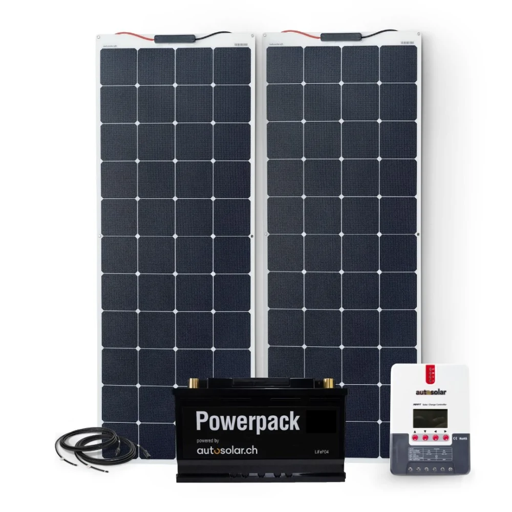 Solarset 320W flexibel, 30A MPPT-Laderegler, 105Ah Lithiumbatterie