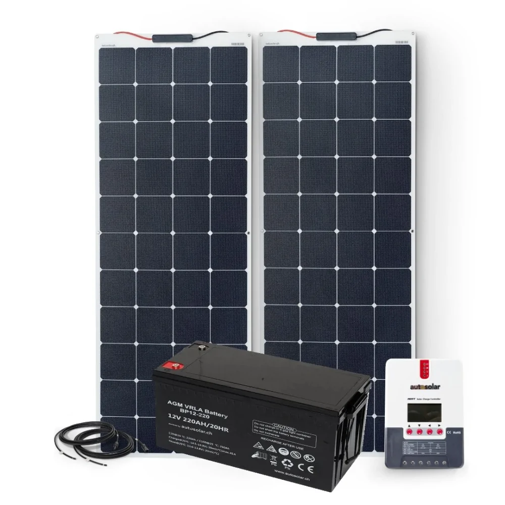 Solarset 320W flexibel, 30A MPPT Laderegler & 220Ah AGM-Batterie