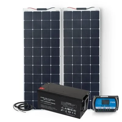 320W flexible solar kit, 30A PWM charge controller & 220Ah AGM battery