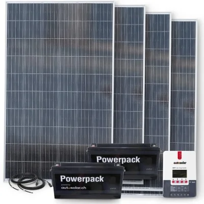 Solar set 1340W 24V with 60A MPPT charge controller and 2x 100Ah 24V lithium batteries