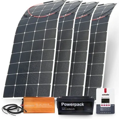 High-End Solaranlage 640W mit Lithiumbatterie 100Ah & 2000W-Wechselrichter