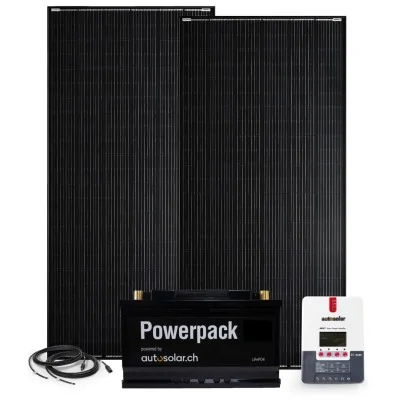 Two 160 Watt solar panels, 30A MPPT charge controller & 105Ah lithium battery
