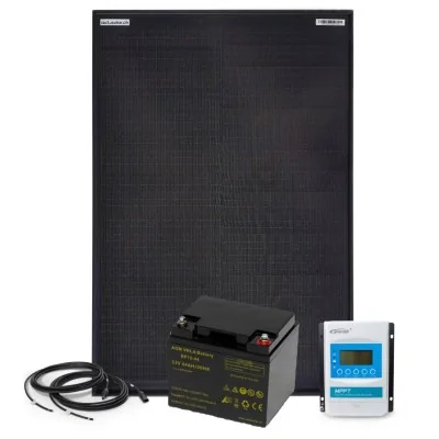 50W solar kit with 10A MPPT charge controller and 44Ah AGM battery