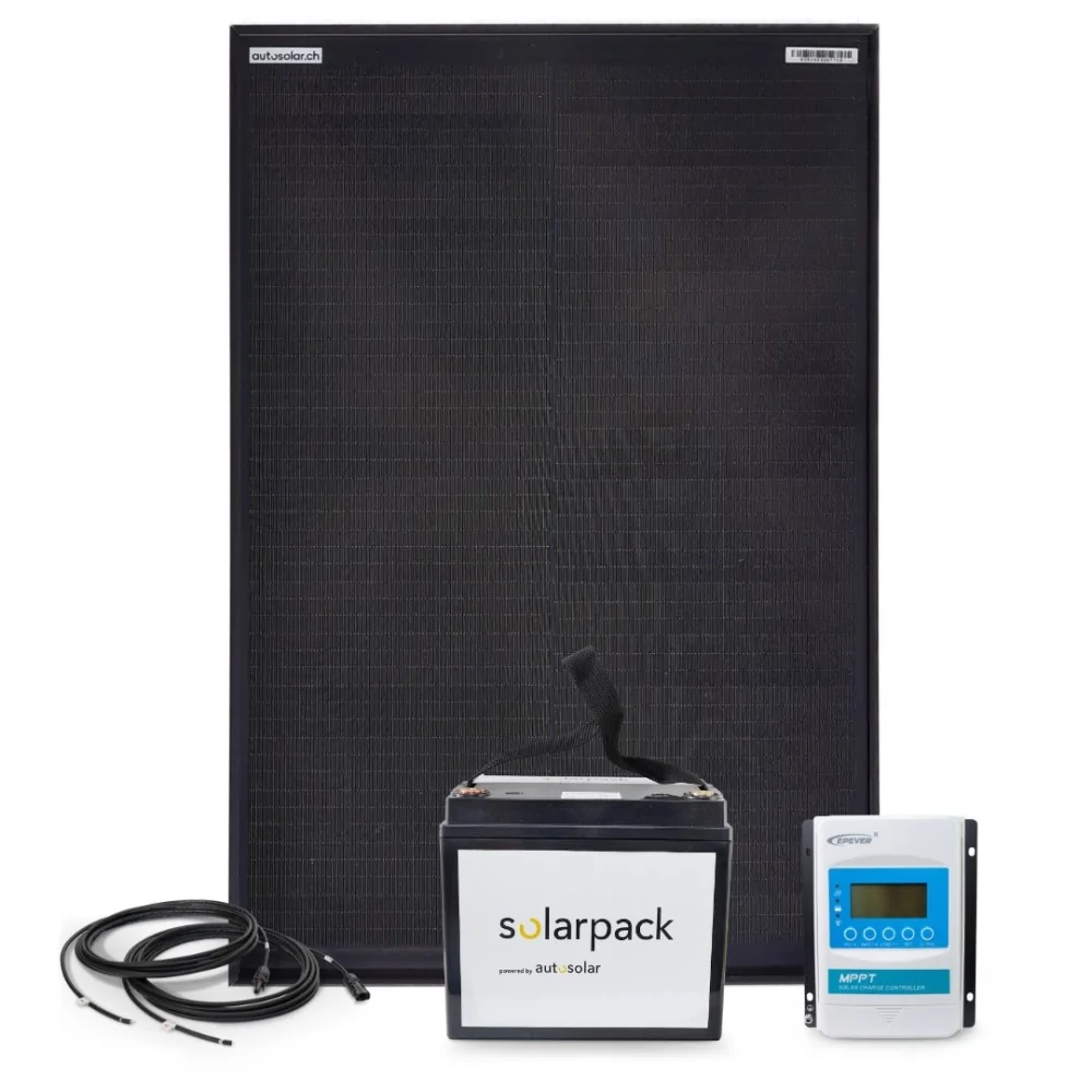 50W solar kit with 10A MPPT charge controller and 20Ah lithium battery