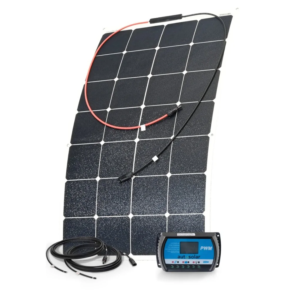 Solarset 100 Watt flexibel - für Gartenhaus, Alphütte, Schiff oder Camper