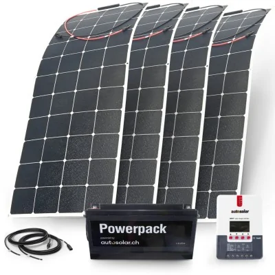 640W flexible solar kit with 60A MPPT charge controller and 200Ah lithium battery