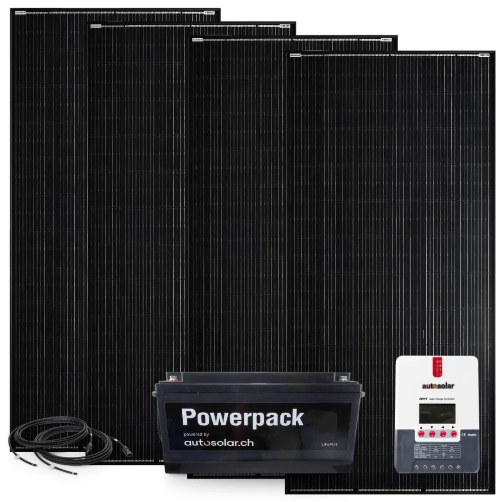 Kit solaire 640 W avec contrôleur de charge MPPT 60 A et batterie au lithium 200 Ah