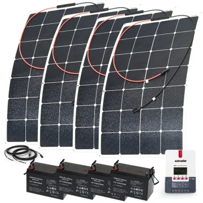 420W flexible solar system with 30A MPPT charge controller and 3x110Ah AGM batteries