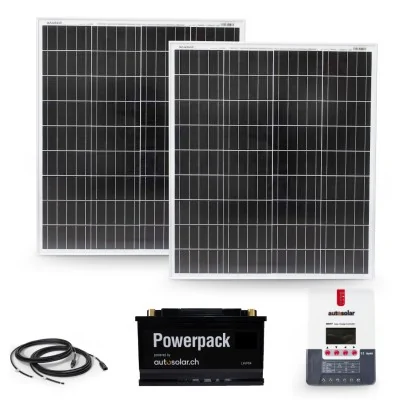 Solarset 200W mit 20A MPPT Laderegler und 105Ah Lithiumbatterie