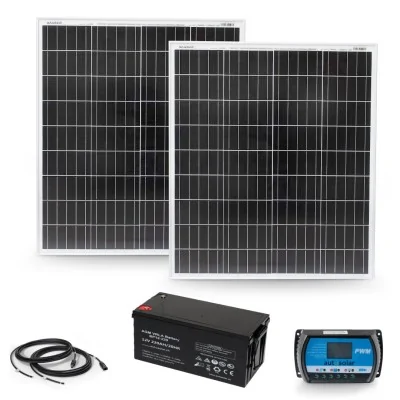 Solaranlage 200W mit 20A PWM Laderegler und 220Ah AGM-Batterie