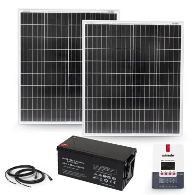 Solaranlage 200W mit 20A MPPT Laderegler und 220Ah AGM-Batterie