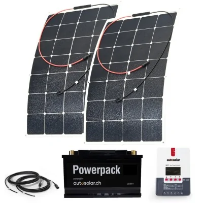 210W flexible solar system, 20A MPPT charge controller & 105Ah lithium battery