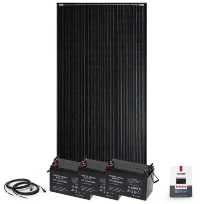 Solarset 400W mit 30A MPPT Laderegler und 3x110Ah AGM-Batterie