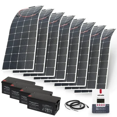 Solarset 1320W 24V flexibel mit 60A MPPT Laderegler und 4x 220Ah AGM Batterien
