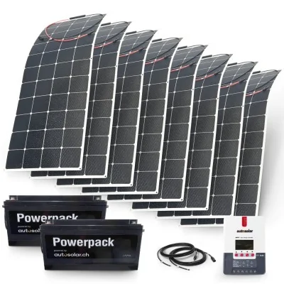 Solarset 1320W 24V flexibel mit 60A MPPT Laderegler und 2x 100Ah 24V Lithiumbatterien