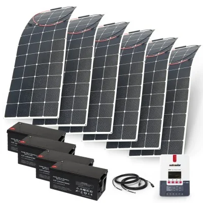 Solaranlage 960W 24V flexibel, Laderegler & 4x 220Ah AGM Batterien