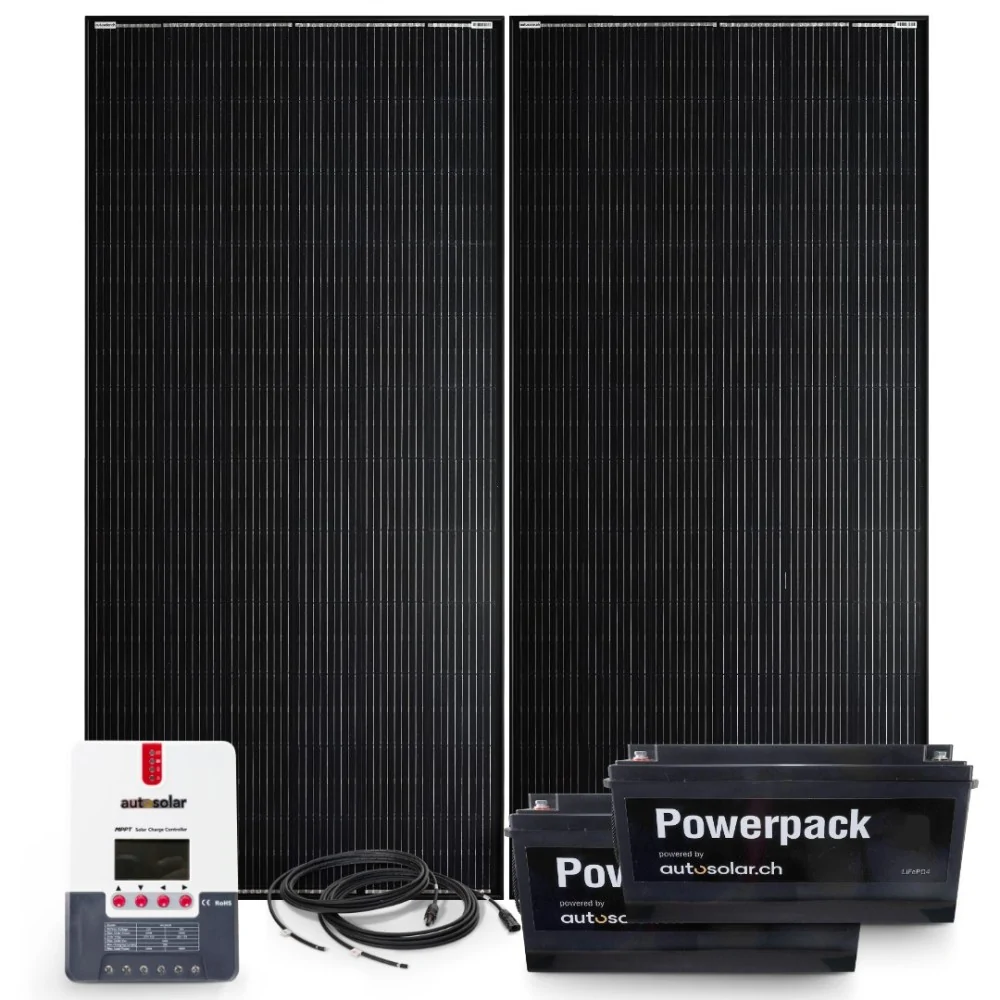 Solaranlage Set 800W 24V, 60A MPPT Laderegler & 2x 100Ah 24V Lithiumbatterien
