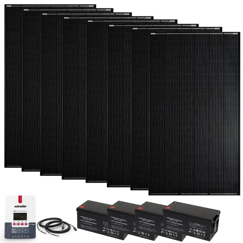 Solarset 1280W 24V mit 60A MPPT Laderegler und 4x 220Ah AGM Batterien