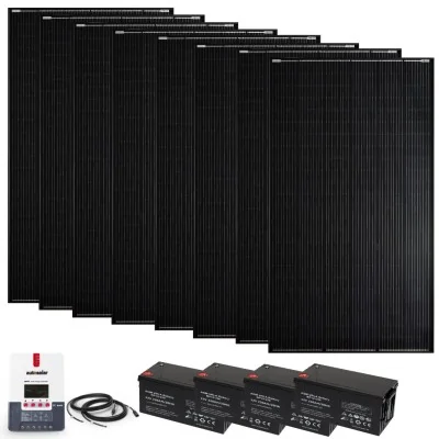 Solarset 1280W 24V mit 60A MPPT Laderegler und 4x 220Ah AGM Batterien