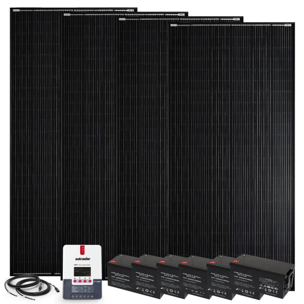 Solarset 1600W 24V mit 60A MPPT Laderegler und 6x 220Ah AGM Batterien