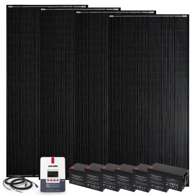 Solarset 1600W 24V mit 60A MPPT Laderegler und 6x 220Ah AGM Batterien