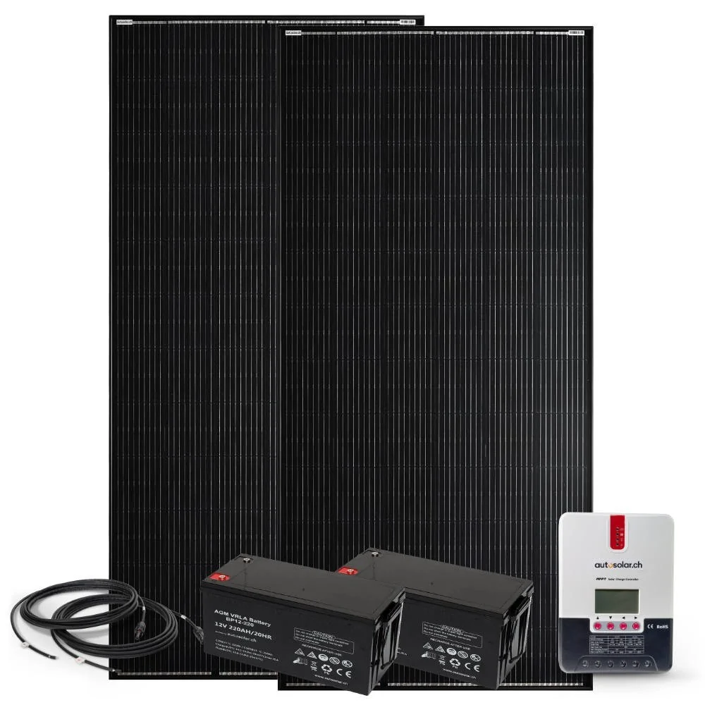 Solarset 800W mit 60A MPPT Laderegler und 2x220Ah AGM-Batterie