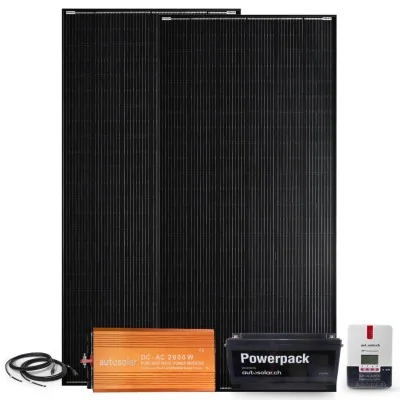 800W Solaranlage mit Lithiumbatterie 100Ah 24V & 2000W-Wechselrichter