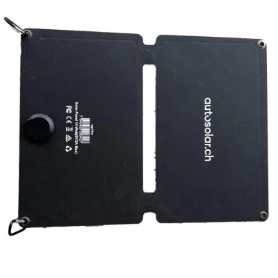 Exhibition model: Affordable 14-watt foldable solar panel with USB port