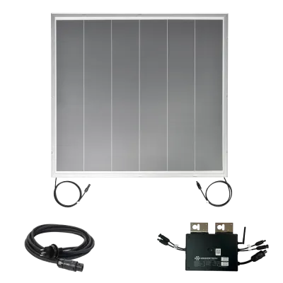 Balcony power plant with white/grey pinstripes