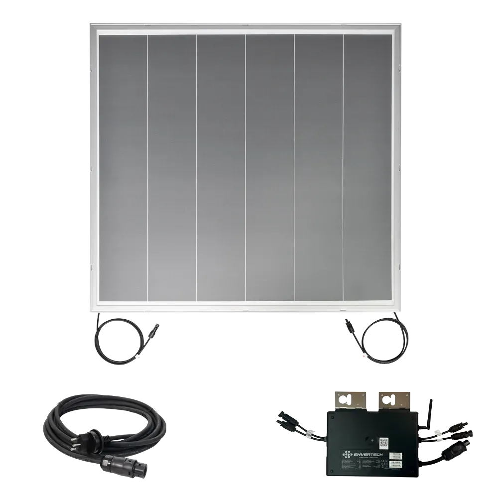 Centrale électrique de balcon à fines rayures blanches et grises