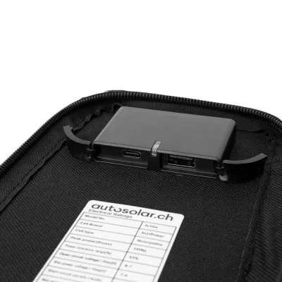 Foldable, efficient 12W solar panel with USB ports