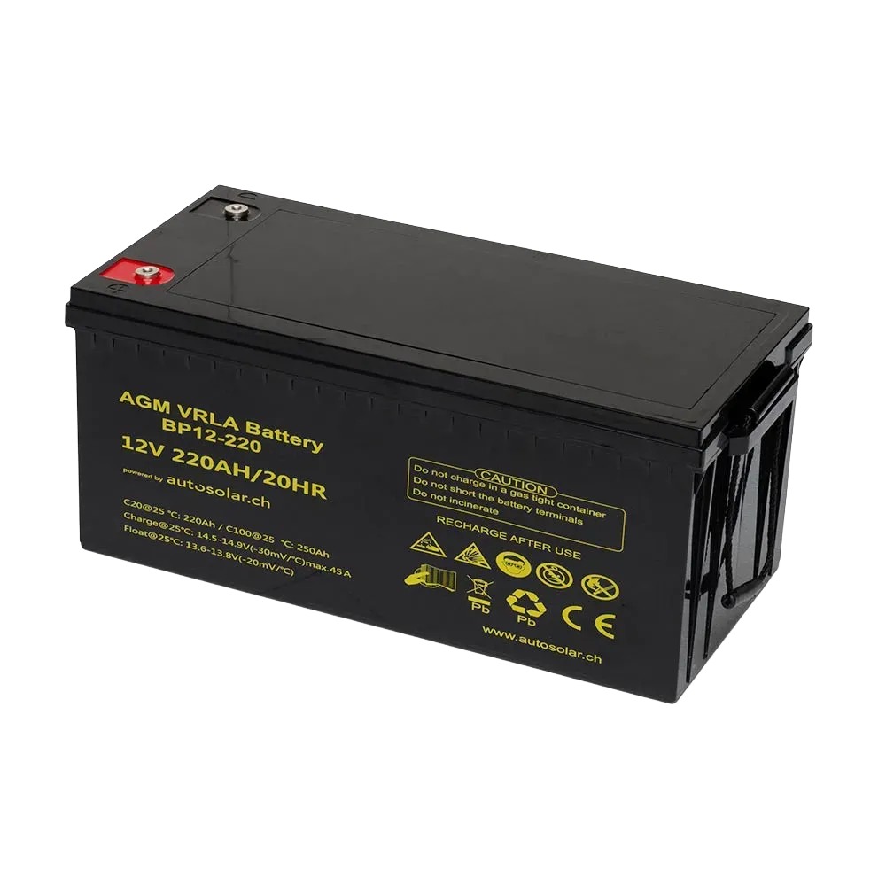 Batterie AGM 220 Ah - batterie solaire 12 V sans entretien pour camping-cars