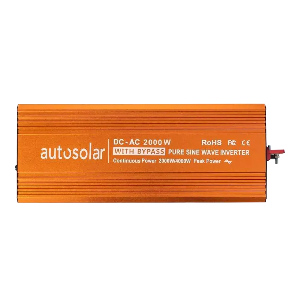 2000 Watt Solar Inverter with Bypass - Pure Sine Wave - 12V to 230V