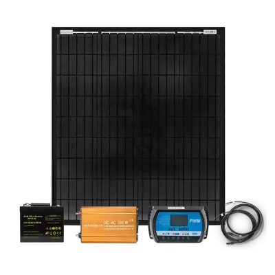 Solaranlage 100W Solaranlage, 82Ah AGM-Batterie & 300W-Wechselrichter