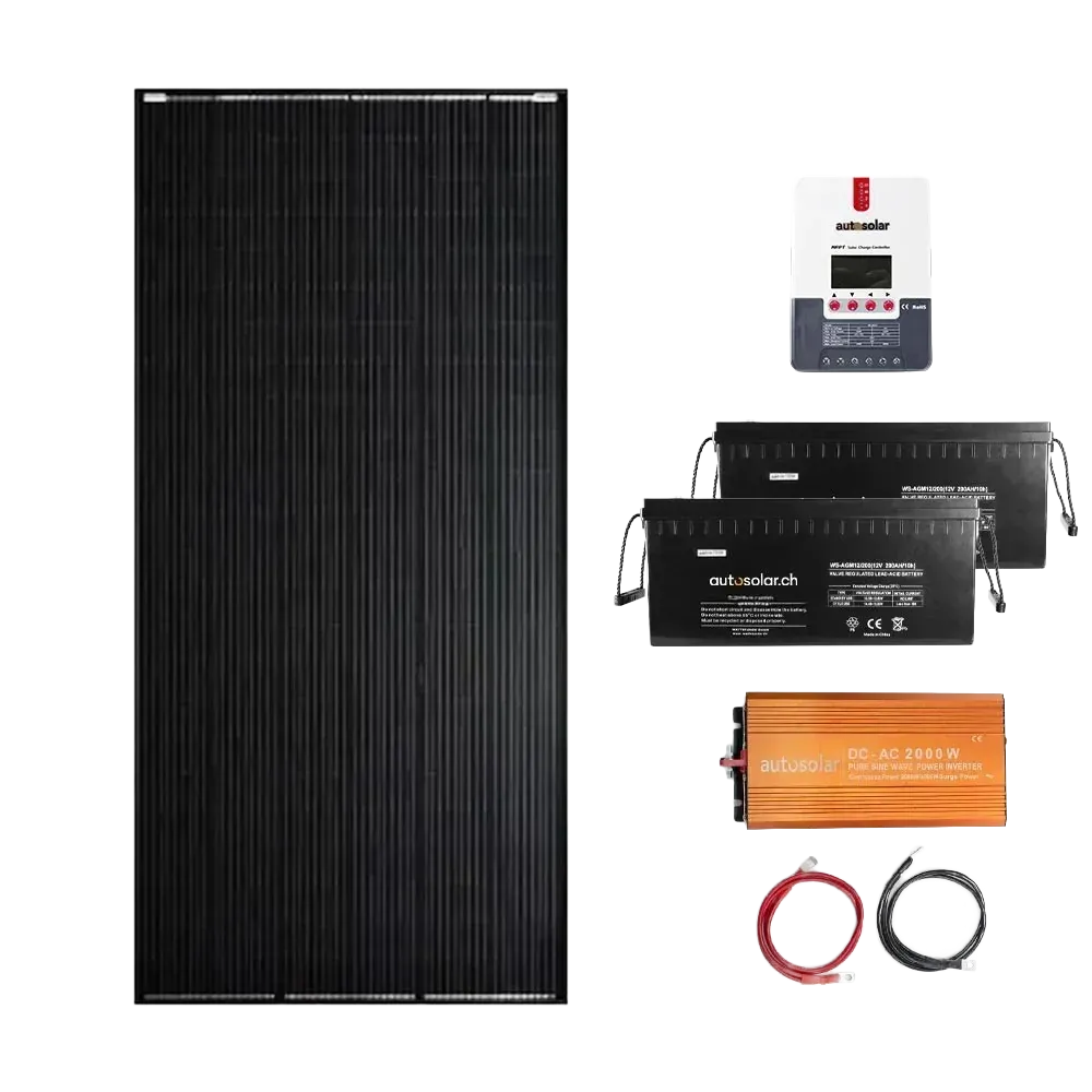 Emergency power supply kit with solar panel & battery | AutoSolar.ch