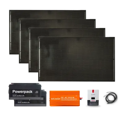 Solaranlage 1340W mit 2 x 100Ah Lithiumbatterien & 2000W-Wechselrichter