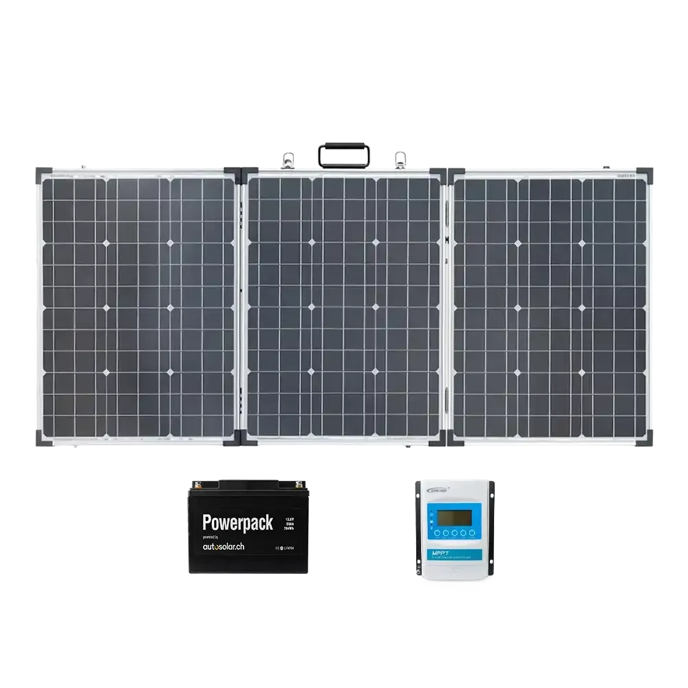 150W Solarkoffer mit 10A MPPT Laderegler und 55Ah Lithiumbatterie