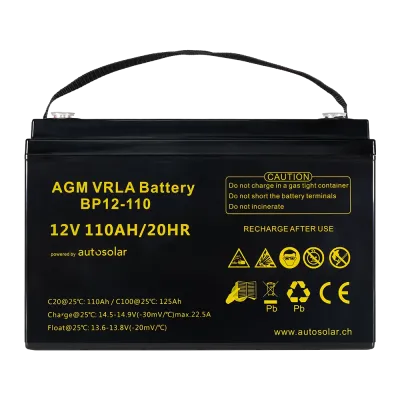110 Ah AGM-Batterie - wartungsfreie 12 Volt Solarbatterie - Deep Cycle