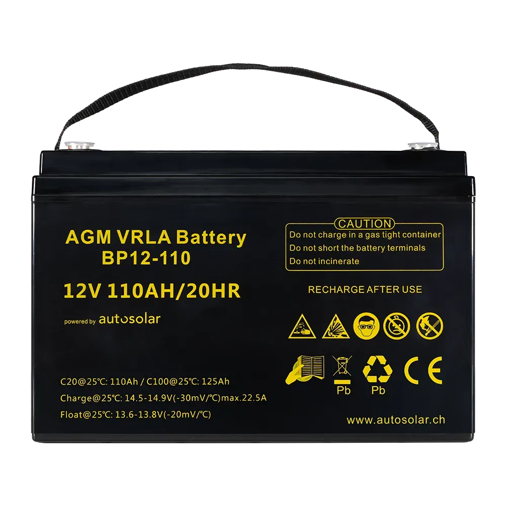 Batterie AGM 110 Ah, batterie solaire 12 volts pour camping-car, sans entretien