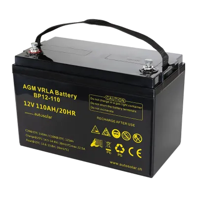 Batterie AGM 110 Ah, batterie solaire 12 volts pour camping-car, sans entretien