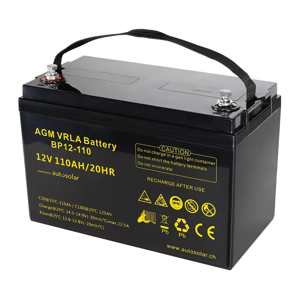Batterie AGM 110 Ah, batterie solaire 12 volts pour camping-car, sans entretien