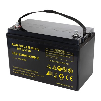 110Ah AGM-Batterie, 12 Volt Wohnmobil Solarbatterie, wartungsfrei