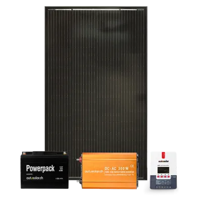 Solar set 160W with MPPT charge controller, inverter and lithium 55Ah
