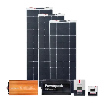 High-End 480W Solaranlage flexibel mit Lithiumbatterie 200Ah und 2000W-Wechselrichter