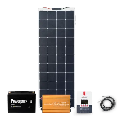 Solar set 165W Flex with MPPT charge controller, inverter and lithium 55Ah