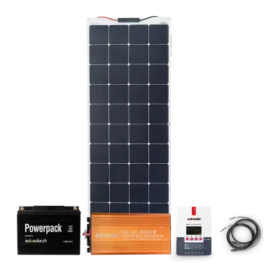 Solaranlage160W flexibel, Lithiumbatterie 55Ah & 2000W-Wechselrichter